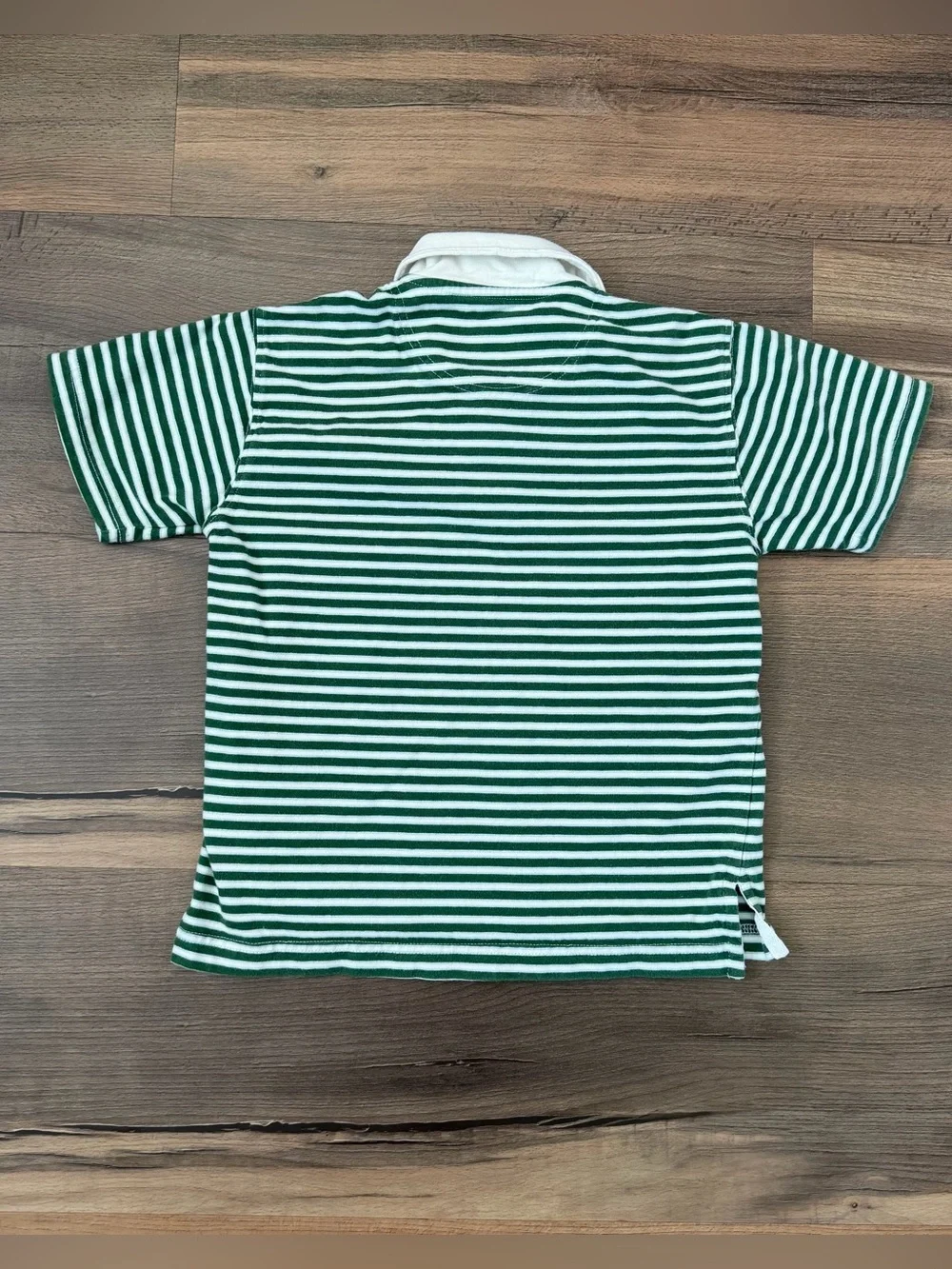 Y2K Old Navy Youth Short Sleeve Green & White Striped Polo Tee Size Small